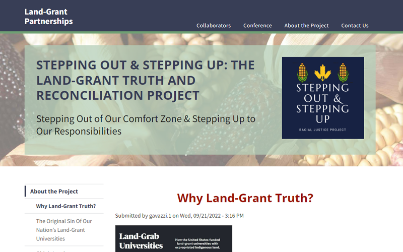 Screen shot of Land-Grant Truth blog home page